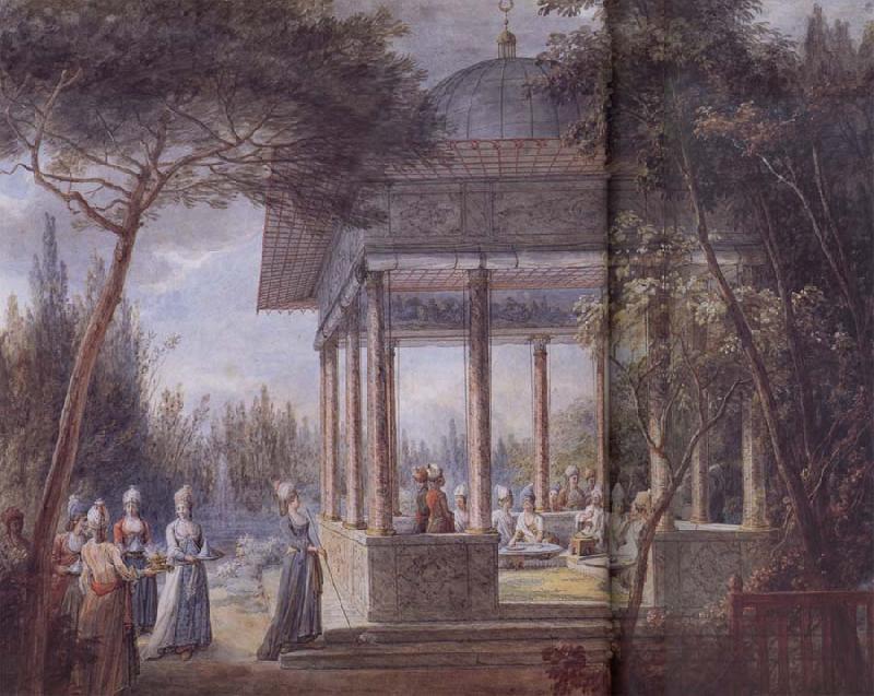 Jean-Baptiste Hilair Harem Scene France oil painting art